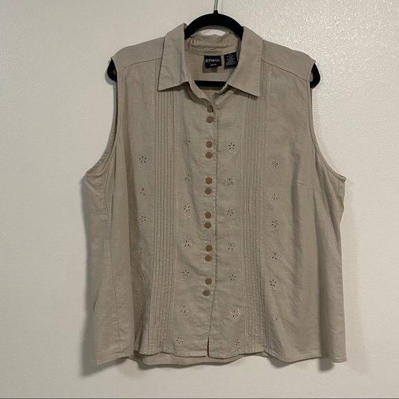 Erika Women Linen Blend Shirt Size 1X - Picture 1 of 10